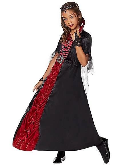 Kids Royal Vampiress Dress Costume 4 Kids Royal Vampiress Dress Costume - Image 3