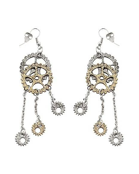 Steampunk Gear Dangle Earrings 3 Steampunk Gear Dangle Earrings