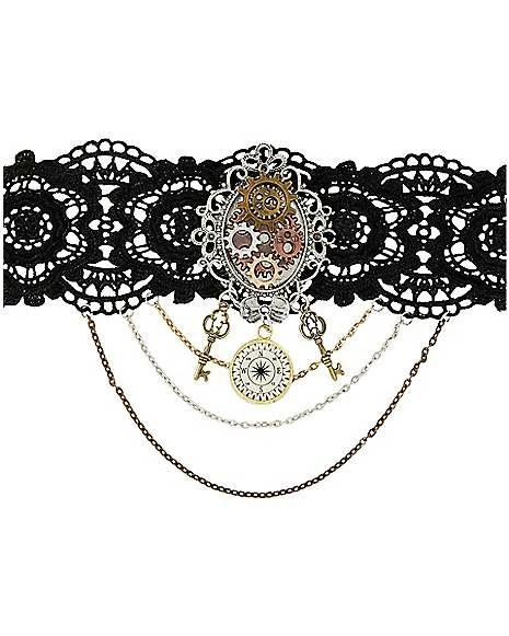 Steampunk Heart Charm Choker Necklace 4 Steampunk Heart Charm Choker Necklace - Image 2