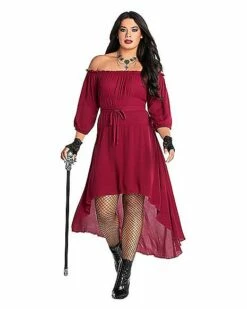 Adult Burgundy Peasant Dress -MystiMask Store 01589266 c