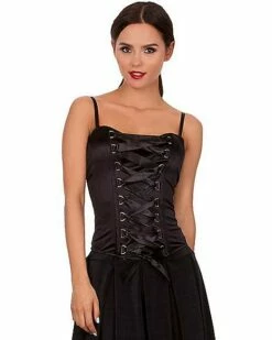 Front Lace-Up Corset - Black